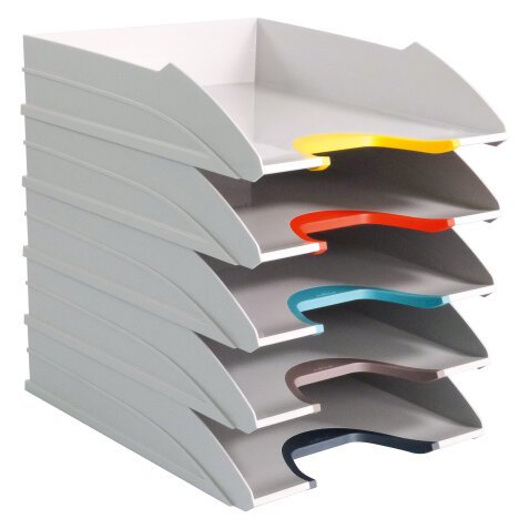 Lot de 5 corbeilles à courrier Durable Varicolor® gris