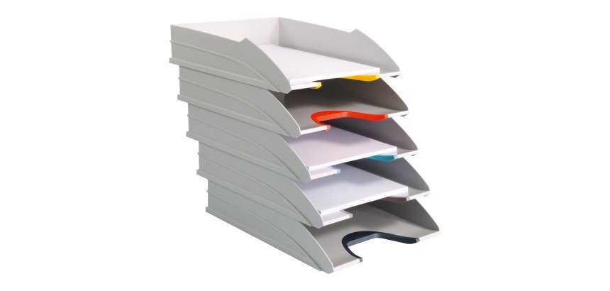 Lot de 5 corbeilles à courrier Durable Varicolor® gris