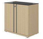 Armoire basse bois portes battantes - Onyx