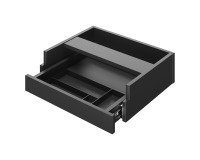 Drawer with penholder for return and glass top desk Onyx