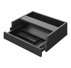 Drawer with penholder for return and glass top desk Onyx