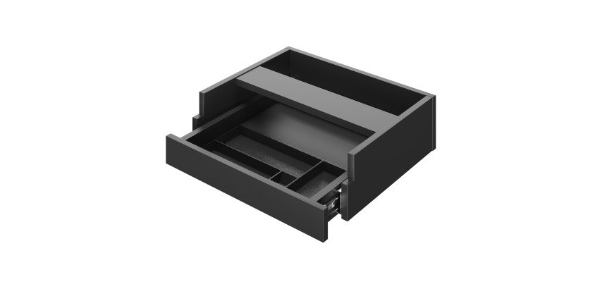 Tiroir avec plumier pour retour et bureau plateau verre Onyx
