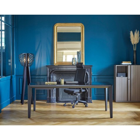 Bureau droit Direction Onyx plateau verre