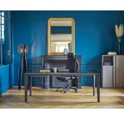 Straight desk Direction Onyx glass top