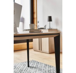 Straight Office Desk Onyx with Integrated Drawer