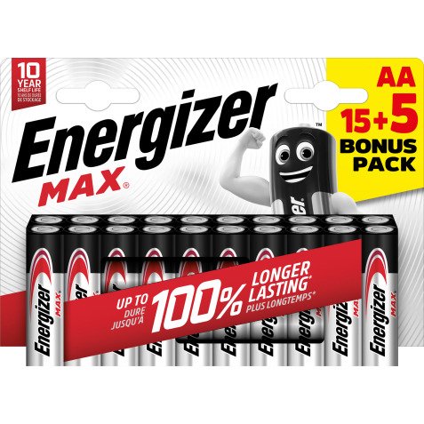 Pile alcaline Energizer Max AA 1200 mah alcalino 1.5 v 20 unità