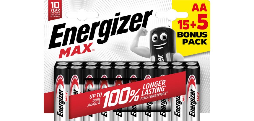 Pile alcaline Energizer Max AA 1200 mah alcalino 1.5 v 20 unità