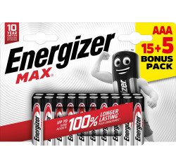 Energizer Alkaline Batteries Max AA LR6 2550 mAh 1.5V Pack of 20