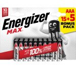 Pile alcaline Energizer Max AAA lr6 2550 mah alcalino 1.5 v 20 unità Ministilo