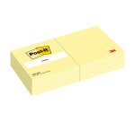 Notes repositionnables jaune ligné Post-it 76 x 76 mm - bloc de 100 feuilles