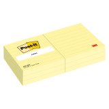 Notes lignées repositionnables jaune Post-it 76 x 76 mm - bloc de 100 feuilles