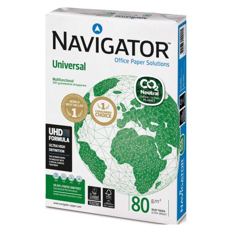 Carta A4 Navigator Universal CO2 Neutral 80g  5 risme da 500 fogli - Carta per stampa e fotocopie