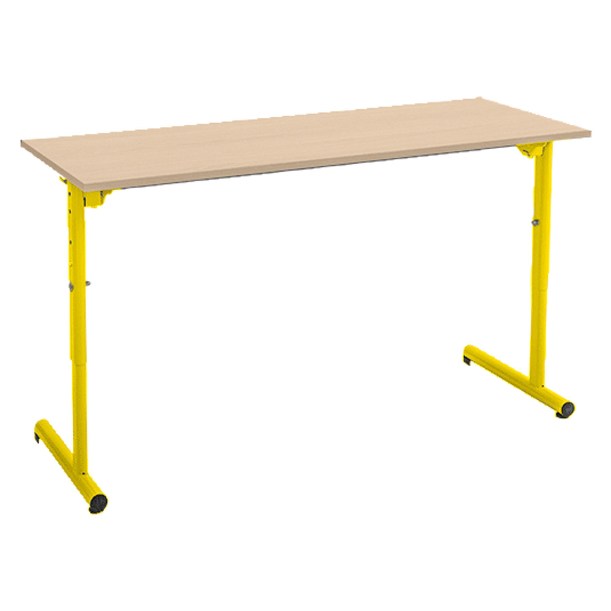 Table scolaire 2 places SYLLAB L.130 cm plateau hêtre réglable en hauteur, taille 4 à 6 pour CP à Lycée