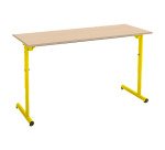 Schultisch 2 Plätze SYLLAB L.130 cm höhenverstellbare Buchenplatte, Größe 4 bis 6 für Grundschule bis Gymnasium