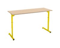 Table scolaire 2 places réglable en hauteur - piétements jaune