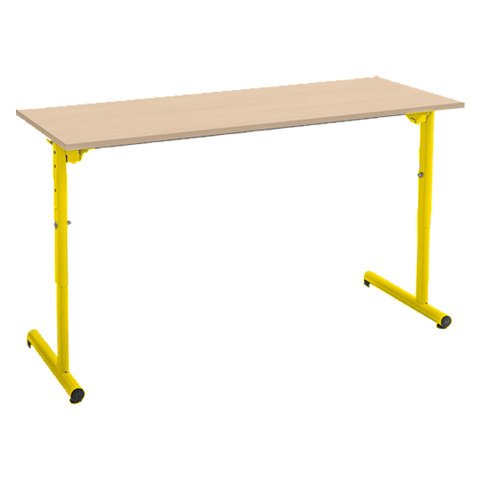 Mesa 2 plazas regulable en altura amarillo
