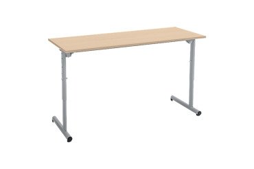 Table scolaire 2 places SYLLAB L.130 cm plateau hêtre réglable en hauteur, taille 4 à 6 pour CP à Lycée