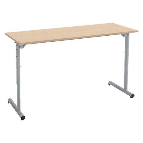 Table scolaire 2 places SYLLAB L.130 cm plateau hêtre réglable en hauteur, taille 4 à 6 pour CP à Lycée