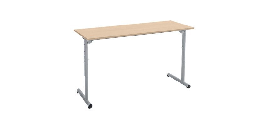 Table scolaire 2 places SYLLAB L.130 cm plateau hêtre réglable en hauteur, taille 4 à 6 pour CP à Lycée