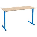 Table scolaire 2 places SYLLAB L.130 cm plateau hêtre réglable en hauteur, taille 4 à 6 pour CP à Lycée