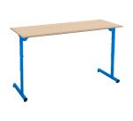 Table scolaire 2 places SYLLAB L.130 cm plateau hêtre réglable en hauteur, taille 4 à 6 pour CP à Lycée