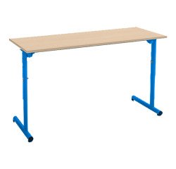 Schoolbank 2 plaatsen SYLLAB B130 cm met in hoogte verstelbaar werkblad beuk , Maat T4 tot 6 voor basisschool tot middelbare school