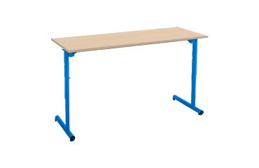 Table scolaire 2 places SYLLAB L.130 cm plateau hêtre réglable en hauteur, taille 4 à 6 pour CP à Lycée