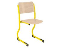 Chaise scolaire appui sur table piètement réglable en hauteur T4 à T6 - jaune