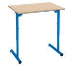 Table scolaire 1 place SYLLAB L.70 cm plateau hêtre réglable en hauteur, taille 4 à 6 pour CP à Lycée