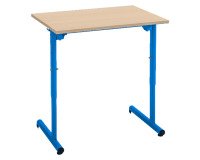School desk 1 place SYLLAB L.70 cm adjustable in height, beech wood table top, size 4 to 6 for elementary school to high school