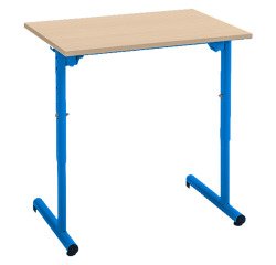 School desk 1 place SYLLAB L.70 cm adjustable in height, beech wood table top, size 4 to 6 for elementary school to high school