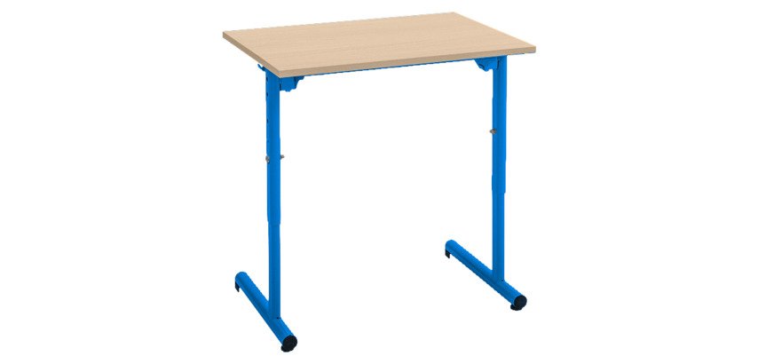 Schoolbank 1 plaats SYLLAB B70 cm, in hoogte verstelbaar werkblad beuk - Maat T4 tot 6 voor basisschool tot middelbare school