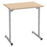 Table scolaire 1 place SYLLAB L.70 cm plateau hêtre réglable en hauteur, taille 4 à 6 pour CP à Lycée