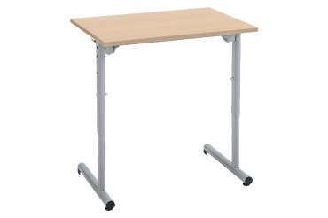 Table scolaire 1 place SYLLAB L.70 cm plateau hêtre réglable en hauteur, taille 4 à 6 pour CP à Lycée