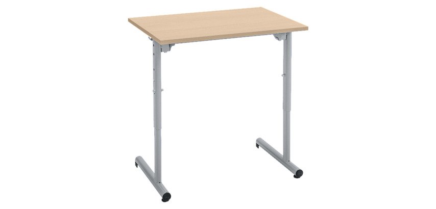 School desk 1 place SYLLAB L.70 cm adjustable in height, beech wood table top, size 4 to 6 for elementary school to high school