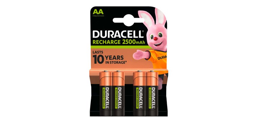 Pile Duracell ricaricabili AA 2500mAh conf. da 4 pz