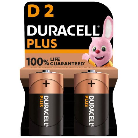 Pile alcaline Duracell Plus D LR20 conf. da 2 pz - Torcia