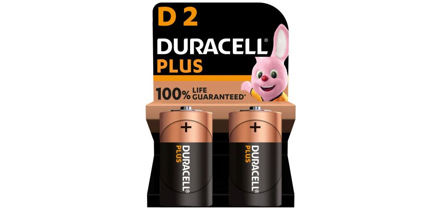 Pile alcaline Duracell Plus D LR20 conf. da 2 pz - Torcia