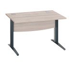 Bureau droit chêne gris L 120 cm piètement L métal Essens