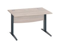 Bureau droit chêne gris L 120 cm piètement L métal Essens