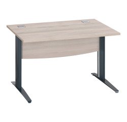 Bureau droit chêne gris L 120 cm piètement L métal Essens