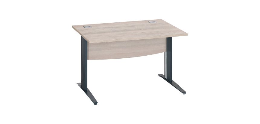 Bureau droit chêne gris L 120 cm piètement L métal Essens