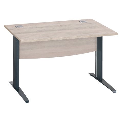 Bureau droit chêne gris L 120 cm piètement L métal Essens