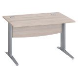 Bureau droit chêne gris L 120 cm piètement L métal Essens