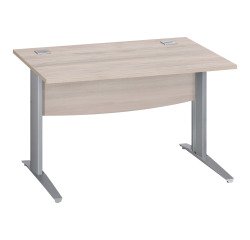 Bureau droit chêne gris L 120 cm piètement L métal Essens