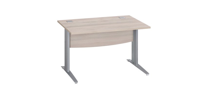 Bureau droit chêne gris L 120 cm piètement L métal Essens