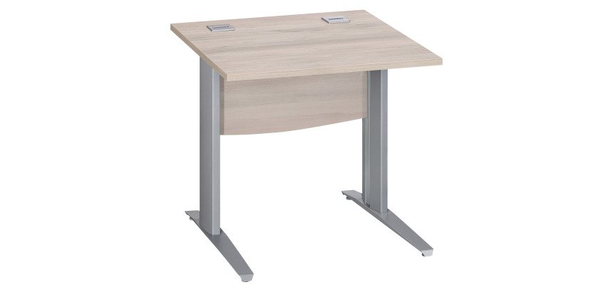 Bureau droit chêne gris L 80 cm piètement L métal Essens