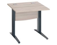 Bureau droit chêne gris L 80 cm piètement L métal Essens