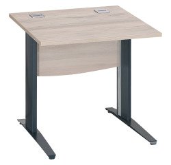 Bureau droit chêne gris L 80 cm piètement L métal Essens
