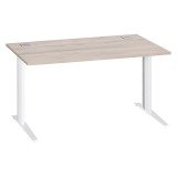 Bureau droit chêne gris L 140 cm piètement métal plus Essens